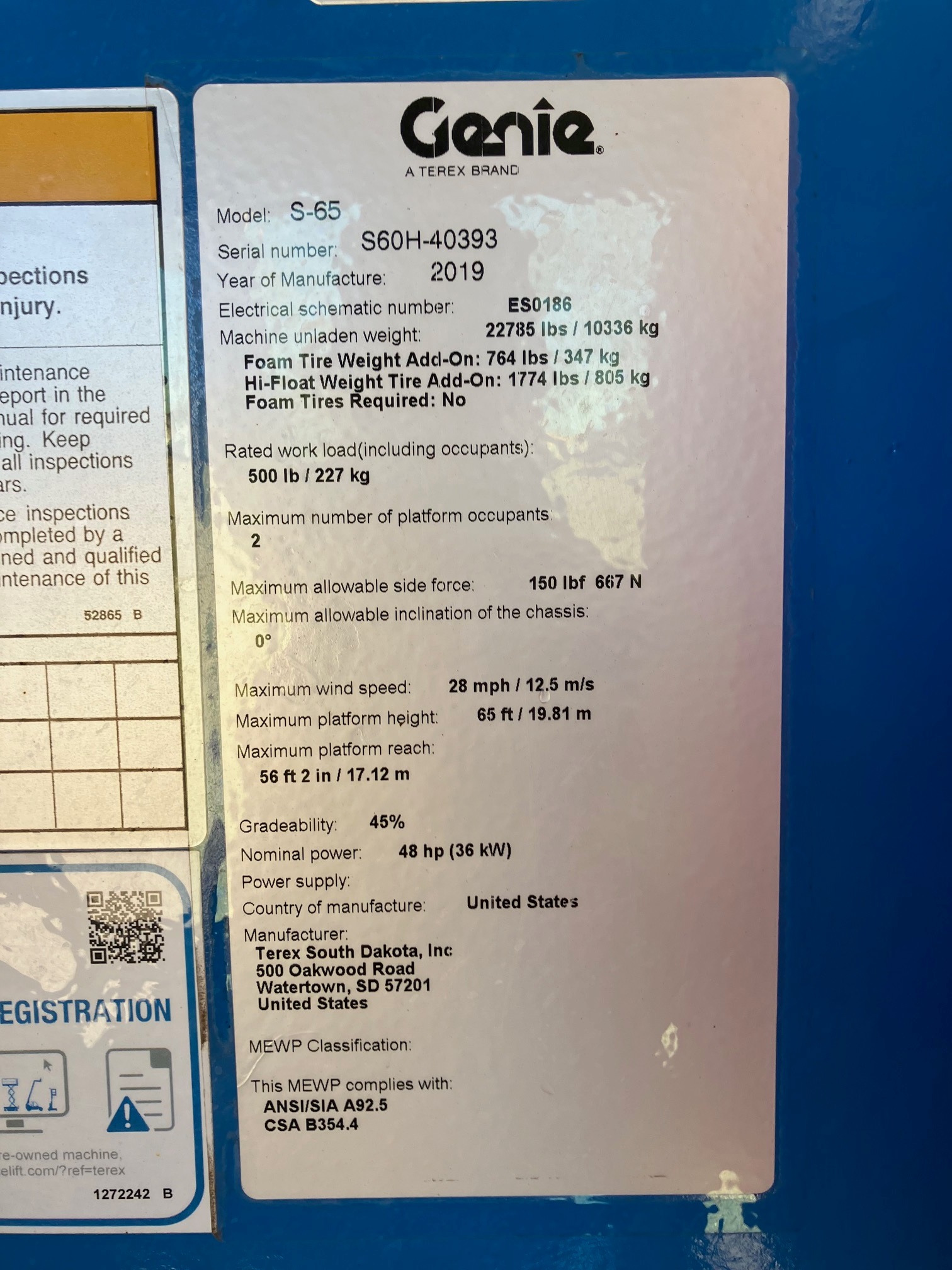 Used 2019 Genie S65 Telescopic Boom Lift for sale in the South - LL26-014