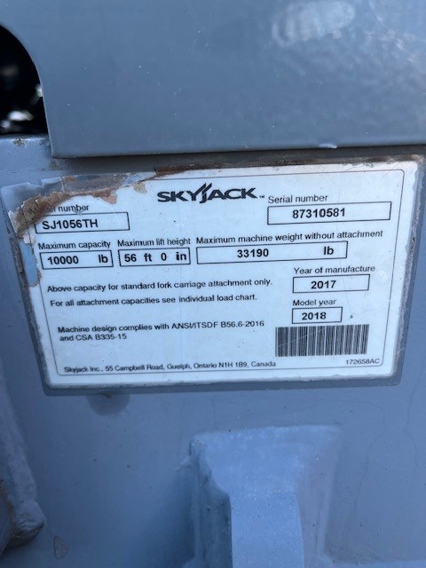 Used 2018 Skyjack SJ1056TH Telehandler for sale in New Jersey - LL26-051